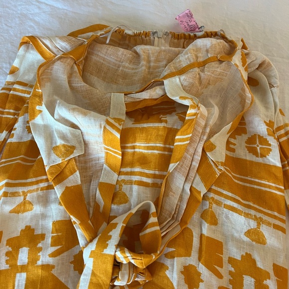 Johanna Ortiz Facundo printed linen maxi halter dress in a yellow/orange - Picture 6 of 8